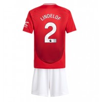 Fotballdrakt Barn Manchester United Victor Lindelof #2 Hjemmedraktsett 2024-25 Kortermet (+ Korte bukser)